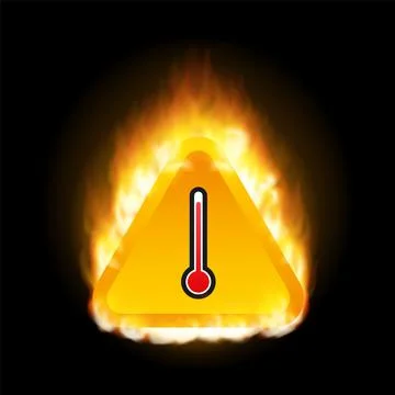 Flat icon with red high temperature. Flat blue icon. Fire, flame. Stock Illustration