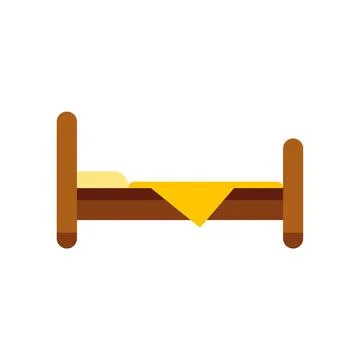 Flat icon representing a bed for sleeping and rest Stock Illustration
