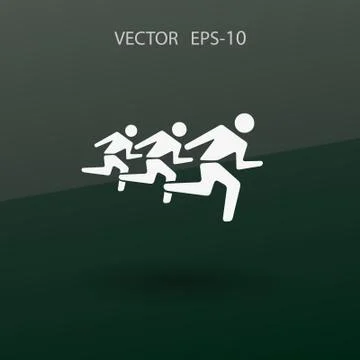 Flat icon of running mans. vector illustration Stock Illustration