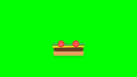Flat Icon Sandwich Assembly Animation with Layered Ingredients on Green Scr.. Видео 346007204