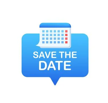 Flat icon with save the date on white background. Vector flat illustration Illustrazione stock