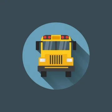 Flat icon school bus Stock Illustration