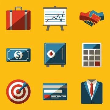 Flat icon set. Business Stock Illustration