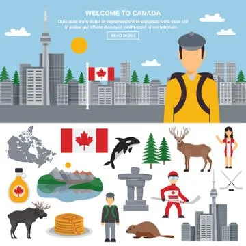 Flat icon set of Canada Stock Illustration