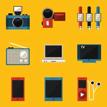 Flat icon set. Device Stock Illustration
