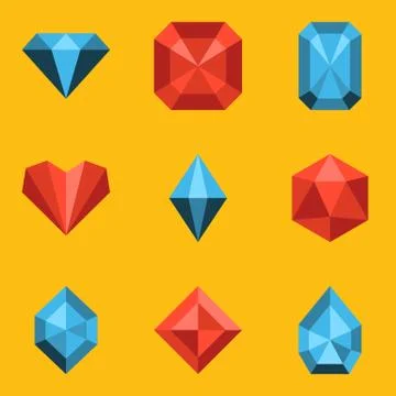 Flat icon set. Diamond Stock Illustration