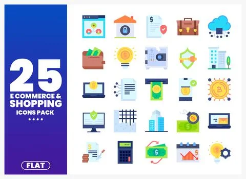Flat icon set for e-commerce and shopping. graphic elements イラスト素材