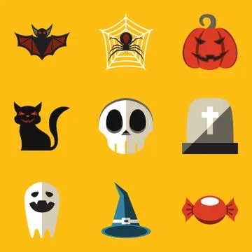 Flat icon set. Halloween 库存插图