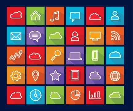 Flat icon set Stock Illustration