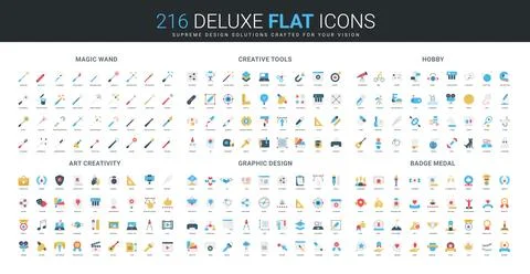 Flat Icon Set Magic Wand Art Design 스톡 일러스트