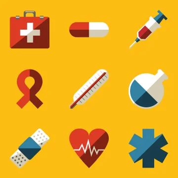 Flat icon set. Medical Stock Illustration