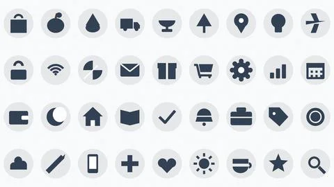 Flat icon set of modern app symbols and navigation elements on circular bac.. Stock Illustration