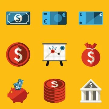 Flat icon set. Money Stock Illustration
