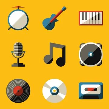 Flat icon set. Music Stock Illustration