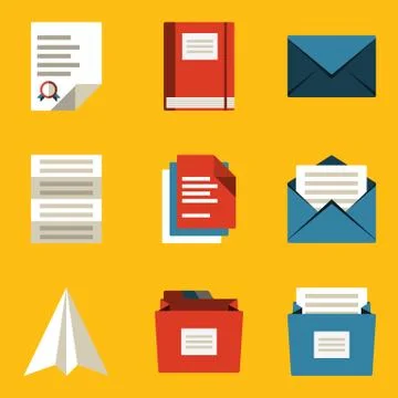 Flat icon set. Paper 2 Stock Illustration