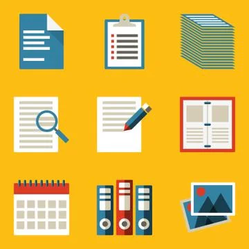 Flat icon set. Paper Stock Illustration