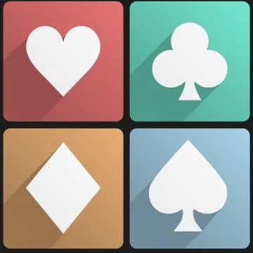 Flat icon set playing cards suit Illustrazione stock
