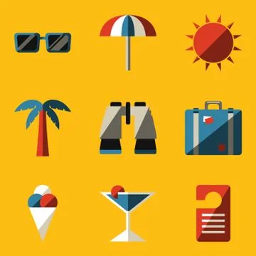 Flat icon set. Travel Stock Illustration