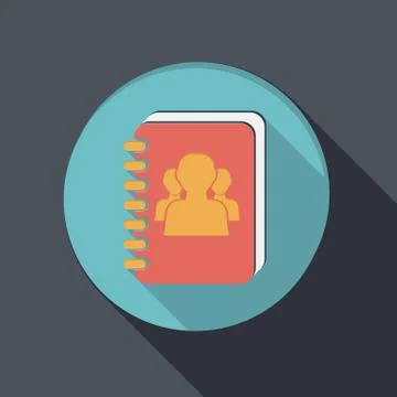 Flat icon with a shadow, phone address book Stock Illustration