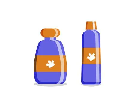 Flat icon with shampoo pet on white background. Icon symbol. Flat vector Stock Illustration