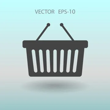 Flat  icon of shopping basket. vector illustration Stock Illustration
