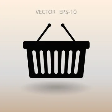 Flat  icon of shopping basket. vector illustration Stock Illustration