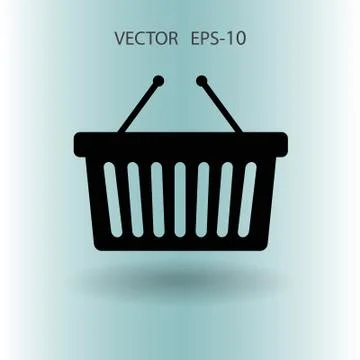 Flat  icon of shopping basket. vector illustration Stock Illustration