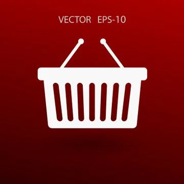 Flat  icon of shopping basket. vector illustration Stock Illustration