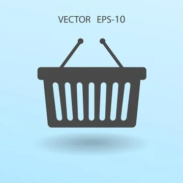 Flat  icon of shopping basket. vector illustration Stock Illustration