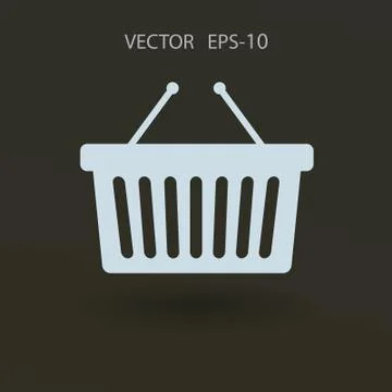 Flat  icon of shopping basket. vector illustration Stock Illustration