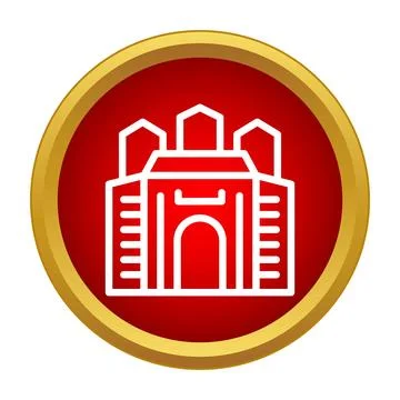 Flat icon showing a medieval style palace or castle structure Stock Illustration