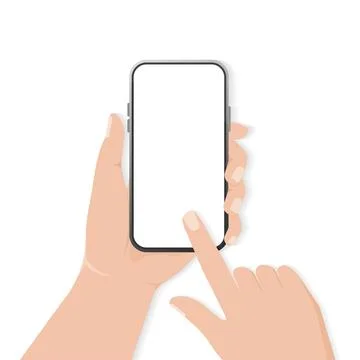 Flat icon with smartphone with hand for mobile app design. Vector sketch. Device Ilustração Stock