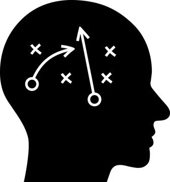 The flat icon of a strategy markup in a head as a concept of developed a plan Stock Illustration