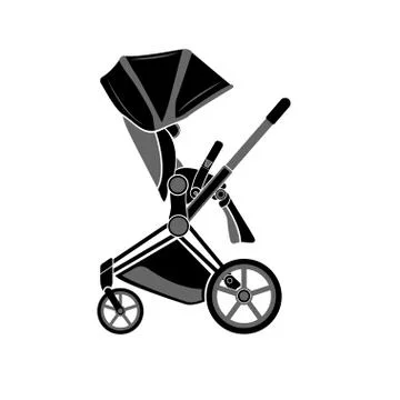 Flat icon. Stroller for walking with a child Isolated on a white background Stock Illustration