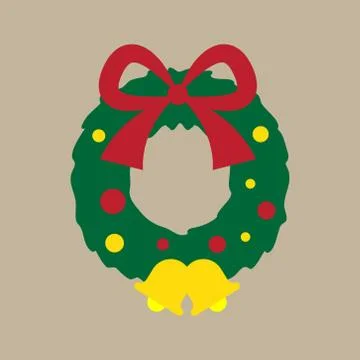 Flat icon on stylish background Christmas wreath Stock Illustration