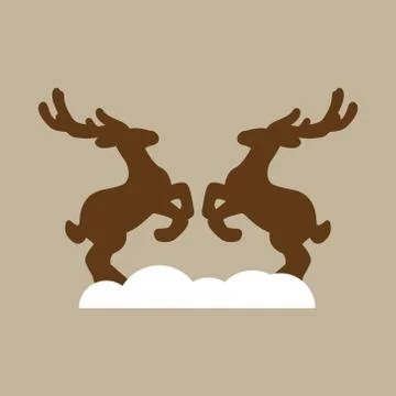 Flat icon on stylish background pair of deer Stock Illustration