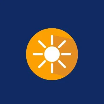 Flat icon sun on blue background Illustrazione stock