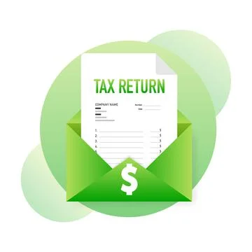 Flat icon. Tax return, great design for any purposes. File management. Business 库存插图