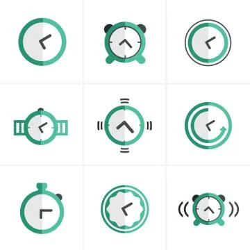 Flat icon Time Clock Icons Set, Vector Design Stock Illustration