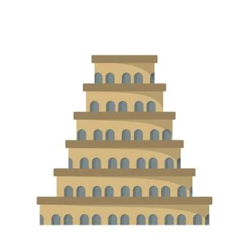 Flat icon of the tower of Babel. Stock Illustration