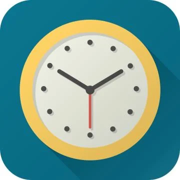 Flat icon of toy analog clock Illustrazione stock