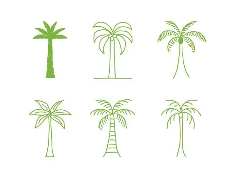 Flat icon tree collection isolated on white background. Stock Illustration