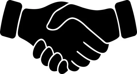 Flat icon of two hands in the form of a handshake as a trust and friendship.. Stock Photos