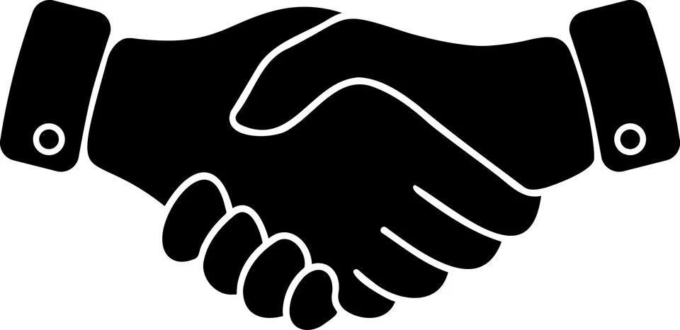 Flat icon of two hands in the form of a handshake as a trust and partnershi.. Stock Photos