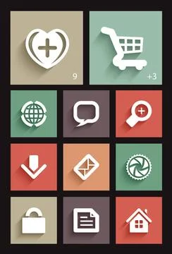 Flat icon Vector Application Web Icons Set in Flat Design with Long Shadow... Stock Photos