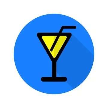 Flat icon vector with shadow effect in bright blue and yellow colors of marti Stock Illustration