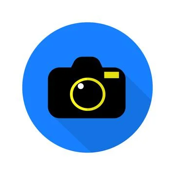 Flat icon vector with shadow effect in bright blue and yellow colors of photo Stock Illustration