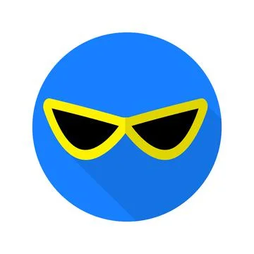 Flat icon vector with shadow effect in bright blue and yellow colors of sungl Stock Illustration