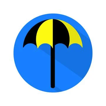 Flat icon vector with shadow effect in bright blue and yellow colors of sun u Stock Illustration