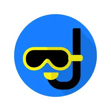 Flat icon vector with shadow effect in bright blue and yellow colors of snork Stock Illustration